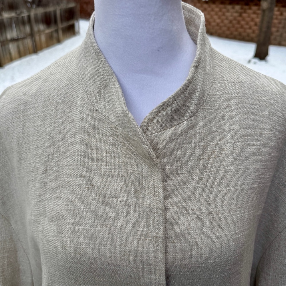 ZARA Linen Blend Bomber Jacket w/ Pockets Light Beige S/M Oversized Bloggers Fav - Picture 7 of 14